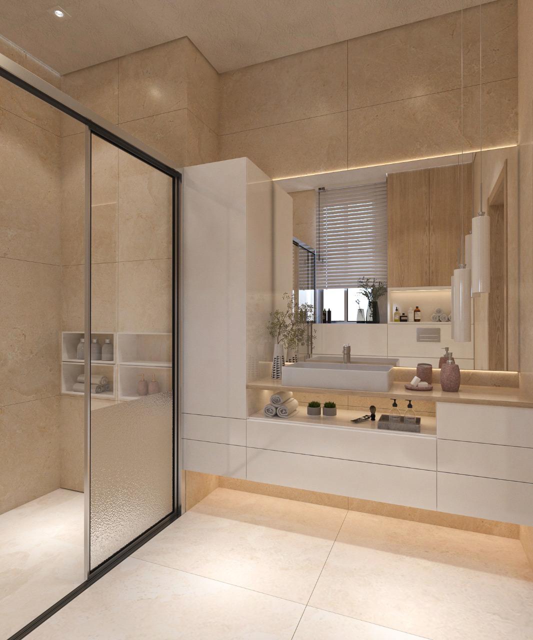 Hedendaagse architectuur, wit gevelhuis met houten accenten bij nacht, verlichte ramen.